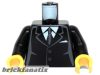Lego minifigure torso - Suit with 2 Buttons, Gray Sides, Gray Centerline and Tie Pattern / Black Arms / Yellow Hands