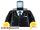 Lego minifigure torso - Suit with 2 Buttons, Gray Sides, Gray Centerline and Tie Pattern / Black Arms / Yellow Hands