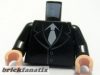 Lego minifigure torso - Suit with 2 Buttons and White Tie Pattern / Black Arms / Light Nougat Hands ( Set 7682 Indiana Jones Shanghai Chase )