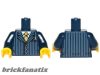 Lego figura torzo - Suit Pinstripe Jacket and Gold Tie Pattern / Dark Blue Arms / Yellow Hands