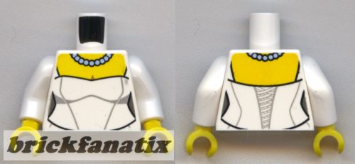 Lego figura torzo -  Wedding Dress with Necklace Pattern / White Arms / Yellow Hands