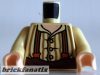 Lego minifigure torso - LotR Button Shirt with Dark Tan Stripes and Brown and Dark Orange Suspenders Pattern / Tan Arms / Light Nougat Hands