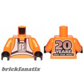   Lego minifigure torso - Torso SW Rebel Pilot with '20 YEARS LEGO STAR WARS' on Back Pattern / Orange Arms / Black Hands