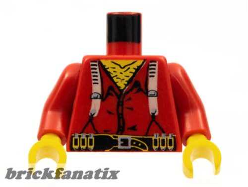Lego figura Torso Western Bandit Suspenders and Ammunition on Belt Pattern / Red Arms / Yellow Hands