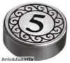 Lego Tile, Round 1 x 1 with Black Number 5 Coin Pattern