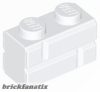 Lego Brick Modified 1 x 2 with Masonry Profile, White