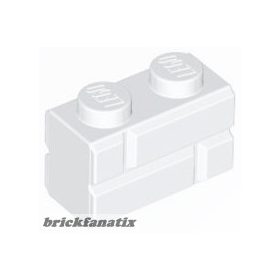 Lego Brick Modified 1 x 2 with Masonry Profile, White