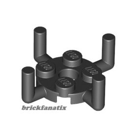   Lego Plate, Round 2 x 2 with Pin Hole and 4 Bar Arms Up, Black