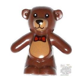   Lego Teddy Bear with Black Eyes, Nose and Mouth, Medium Nougat Stomach and Muzzle and Red Bow Tie Pattern