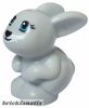 Lego Bunny / Rabbit, Mini Doll Style, Sitting with Medium Azure Eyes, Black Nose and Mouth and White Muzzle Pattern