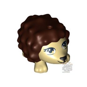   Lego Hedgehog, Mini Doll Style with Black Eyes, Eyelashes and Nose and Dark Brown Spines Pattern, Dark brown