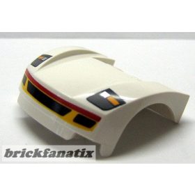  Lego Vehicle, Mudguard 3 x 4 x 1 2/3 Curved Front with Headlights and Grille with Red and Yellow Trim Pattern