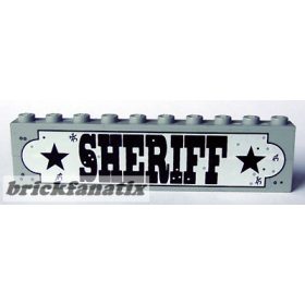   Lego Stickered Assembly 10 x 1 x 2 with 'SHERIFF' Sign Pattern (Sticker) - Sets 6755 / 6764 - 2 Brick 1 x 10