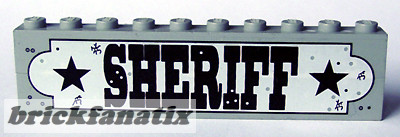 Lego Stickered Assembly 10 x 1 x 2 with 'SHERIFF' Sign Pattern (Sticker) - Sets 6755 / 6764 - 2 Brick 1 x 10