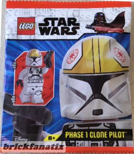 Lego figura Star Wars - Star Wars The Clone Wars - Clone Trooper Pilot (Phase 1) - Yellow Markings, Nougat Head