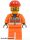 Lego figura City - Construction - Construction Worker - Orange Zipper, Safety Stripes, Orange Arms, Orange Legs, Red Construction Helmet, Beard and Glasses
