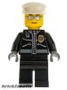 Lego figura City - Police - City Leather Jacket with Gold Badge, White Hat, Silver Sunglasses