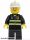 Lego minifigure City - Fire - Reflective Stripes, Black Legs, White Fire Helmet, Glasses, Open Mouth Smile
