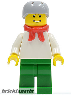 LEGO Minifig City - Plain White Torso with White Arms, Green Legs, Helmet and Scarf