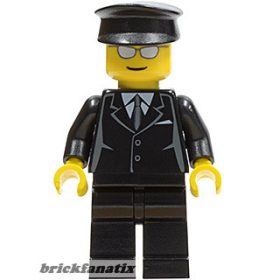   Lego minifigure City - Airport - Suit Black, Black Hat, Silver Sunglasses - Airport Limo Driver