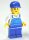 Lego Minifigure City - Overalls Blue over V-Neck Shirt, Blue Legs, Blue Short Bill Cap, Eyelashes and Smile