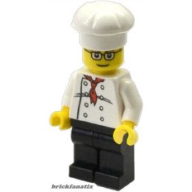   Lego minifigure City - Chef - White Torso with 8 Buttons, Black Legs, Glasses