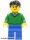 Lego figura City - Town - Green V-Neck Sweater, Blue Legs, Black Short Tousled Hair, Lopsided Grin