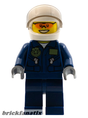 Lego figura City - Police - Swamp Police - Helicopter Pilot, Dark Blue Flight Suit with Badge, Helmet, Plain Hips and Legs