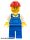 Lego minifigure City - Construction - Overalls Blue over V-Neck Shirt, Blue Legs, Red Construction Helmet, Crooked Smile and Scar