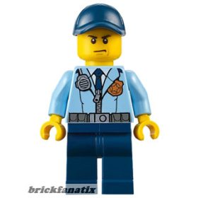   Lego minifigure City - Police - City Officer, Jacket with Dark Blue Tie and Gold Badge, Dark Blue Legs, Dark Blue Cap