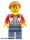 Lego figura City - City Bus Passenger - Female Jacket Open with Number '8' on Back, Sand Blue Legs, Medium Nougat Hair Ponytail, Nougat Lips