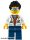 LEGO Minifig  City Jungle Scientist - White Lab Coat with Test Tubes, Dark Blue Legs, Black Ruffled Hair