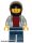  Lego Minifig City - Pizza Delivery Guy - Hooded Sweatshirt, Dark Blue Legs, Black Helmet