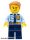  Lego Minifig City - Police - City Officer Shirt with Dark Blue Tie and Gold Badge, Dark Tan Belt with Radio, Dark Blue Legs, Medium Nougat Tousled Hair