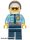  Lego Minifig City - Police - City Officer Shirt with Dark Blue Tie and Gold Badge, Dark Tan Belt with Radio, Dark Blue Legs, White Helmet, Sunglasses