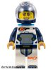 Lego figura City - Space - Astronaut - Female, White Spacesuit with Dark Blue Arms, Dark Blue Helmet, Trans-Clear Visor, Dark Azure Jet Pack