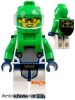 Lego figura City - Space - Astronaut - Male, White Spacesuit with Bright Green Arms, Bright Green Helmet, Trans-Clear Visor, Bright Green Harness with Solar Panel, Glasses