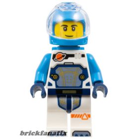   Lego figura City - Space - Astronaut - Male, White Spacesuit with Dark Azure Arms, Dark Azure Helmet, Trans-Clear Visor, Dark Azure Jet Pack, Smirk