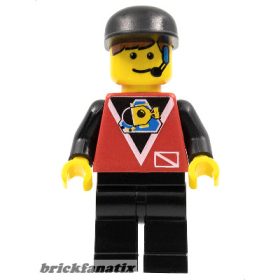 Lego figura Town - Divers - Control 1, Black Legs, Black Cap