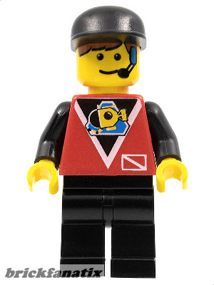 Lego Minifigure Town - Divers - Control 1, Black Legs, Black Cap