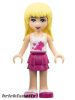 Lego figura Friends Stephanie - Magenta Layered Skirt, White Halter Top with Circles and Stars