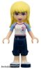 Lego figura Friends Stephanie - Dark Blue Cropped Trousers, White Soccer Jersey
