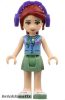 Lego figura Friends Mia - Sand Green Skirt, Medium Blue Top with Red Cross Logo and Scarf, Dark Purple Headphones