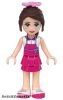 Lego figura Friends Naomi (Light Nougat) - White Top with Magenta Apron, Magenta Skirt, Bright Pink Flower
