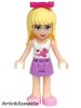 Lego figura Friends Stephanie - Medium Lavender Skirt, White Top with Stars, Magenta Bow