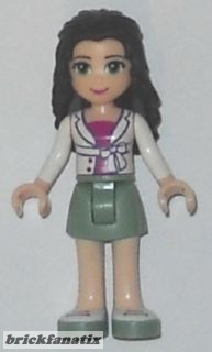 Lego figura Friends Emma - Sand Green Skirt, White Jacket with Bow over Magenta Top