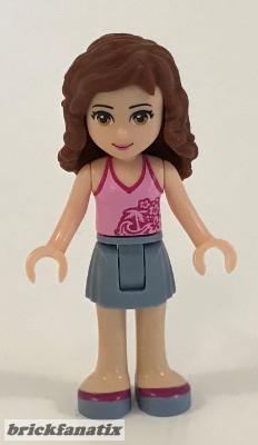 Lego figura Friends Olivia (Light Nougat) - Sand Blue Skirt, Bright Pink Top with Magenta Trim