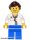 LEGO Minifig - LEGO Brand Store - Doctor - Lab Coat Stethoscope and Thermometer, Blue Legs, Dark Brown Ponytail and Swept Sideways Fringe, Glasses and Smile