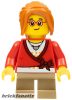 Lego figura Holiday & Event - Christmas - Child - Girl, Sweater Cropped with Bow, Heart Necklace, Dark Tan Short Legs, Dark Orange Ponytail Long with Side Bangs, Glasses, Freckles