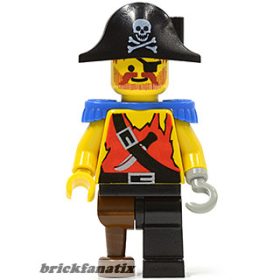   Lego figura Pirates I - Pirate Shirt with Knife, Black Leg with Peg Leg, Black Pirate Hat with Skull, Blue Epaulettes